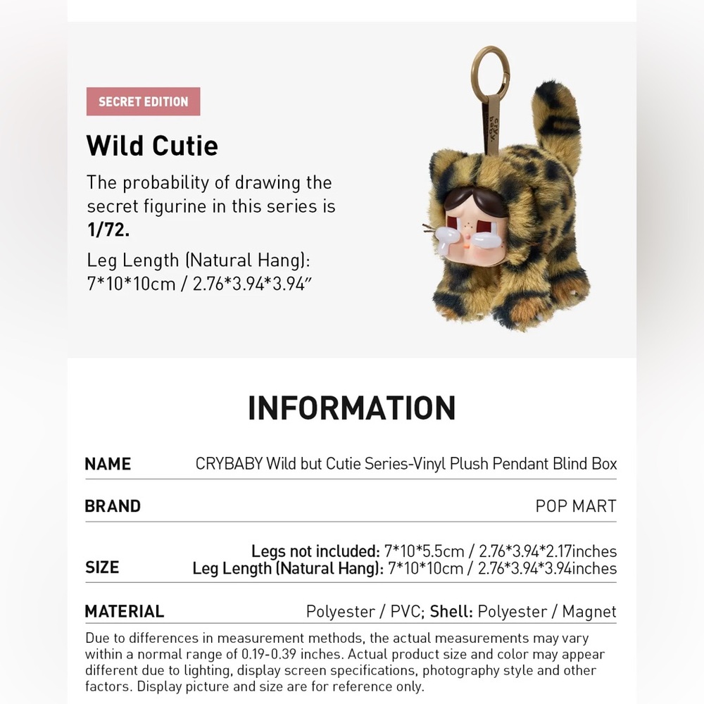 CRYBABY Wild but Cutie Vinyl Plush Pendant CONFIRMED NEON CUTIE Box Pop Mart - Picture 9 of 12